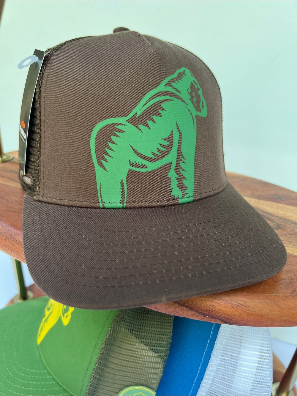 Pukka Brown Trucker Hat with Green Gorilla Print
